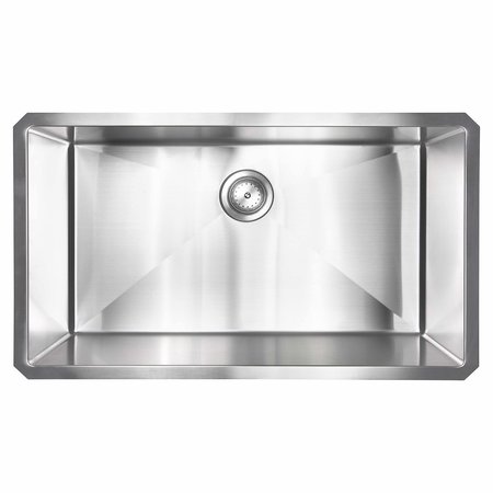 MSI Undermount Stainless Steel Handcrafted 32 In. Single Bowl Kitchen Sink With Strainer ZOR-SIN-PT-0007